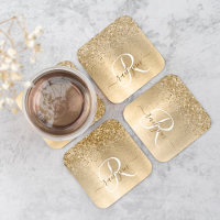Imitate Gold Brushmetall Glitzer Print Monogram Na