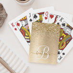 Imitate Gold Brushmetall Glitzer Print Monogram Na Spielkarten<br><div class="desc">Dieses schicke Design mit hübschem vergoldeten Imitat-Glitzer auf goldgebürstetem metallischem Hintergrund ist einfach zu personalisieren.</div>