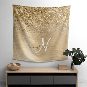 Imitate Gold Brushmetall Glitzer Print Monogram Na Wandteppich