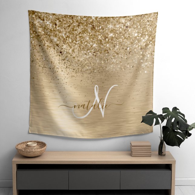 Imitate Gold Brushmetall Glitzer Print Monogram Na Wandteppich (Von Creator hochgeladen)
