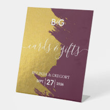 Imitate Gold Burgund, Monogram Wedding Cards & Gif