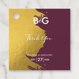 Imitate Gold Burgund, Monogram Wedding Geschenk Geschenkanhänger