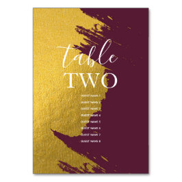 Imitate Gold Burgundy, Monogram Wedding Guest Name Tischnummer