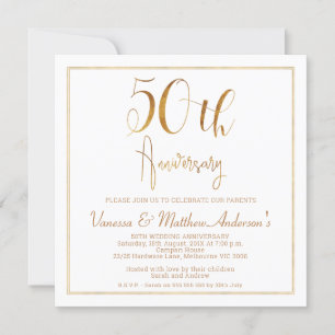 Imitate Gold Calligraphy Frame 50 Jahre alt Einladung