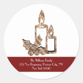 Imitate Gold Candle mit Holly Christmas Runder Aufkleber