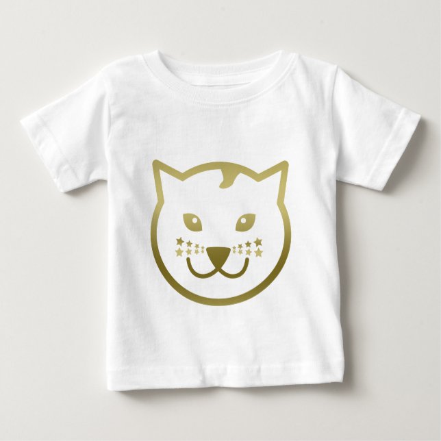 Imitate Gold Cat Face - Benutzerdefinierte Hinterg Baby T-shirt (Vorderseite)