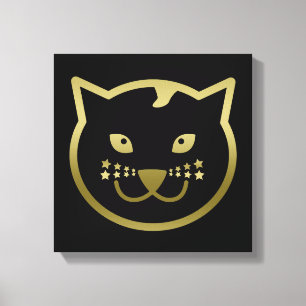 Imitate Gold Cat Face - Benutzerdefinierte Hinterg Leinwanddruck