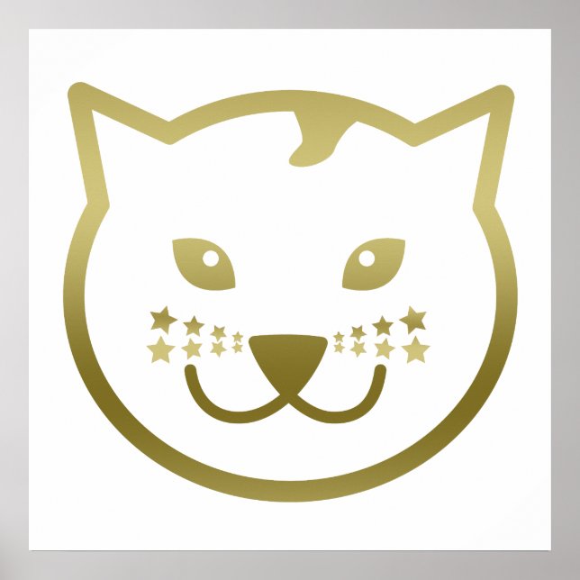 Imitate Gold Cat Face - Benutzerdefinierte Hinterg Poster (Vorne)