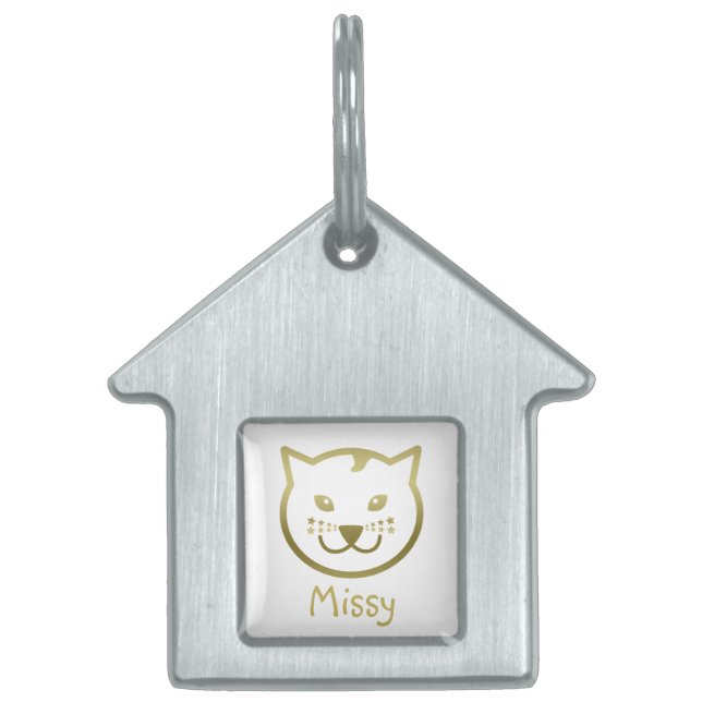 Imitate Gold Cat Face - Benutzerdefinierte Hinterg Tiermarke (Vorderseite)