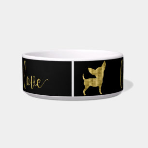 Imitate Gold Chihuahua Liebe Black Pet Bowl Napf