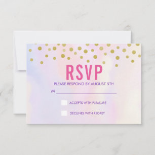 Imitate Gold Confetti auf der Lila Watercolort-UAW RSVP Karte