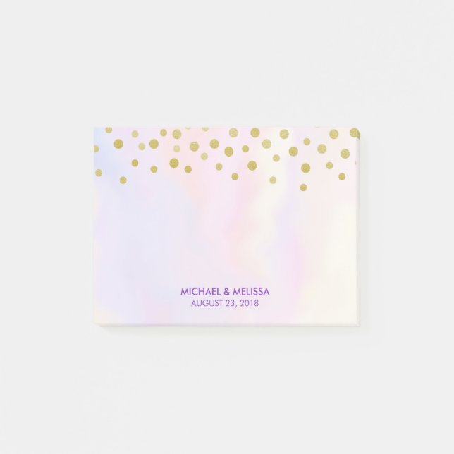 Imitate Gold Confetti auf Lila Wasserfarben EDDING Post-it Klebezettel (Vorderseite)