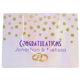 Imitate Gold Confetti auf Lila Wasserfarbenhochzei Große Geschenktüte