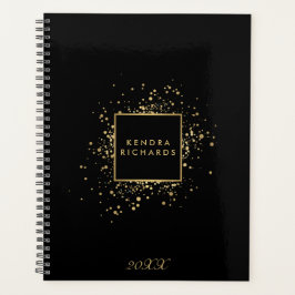 Imitate Gold Confetti auf Schwarz Verabredung Planer