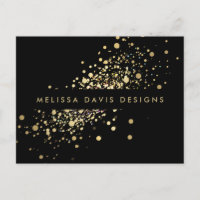 Imitate Gold Confetti Black Modern Postcard