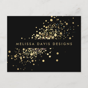 Imitate Gold Confetti Black Modern Postcard Postkarte