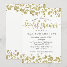 Imitate Gold Confetti Bling Bridal Dusche Einladun
