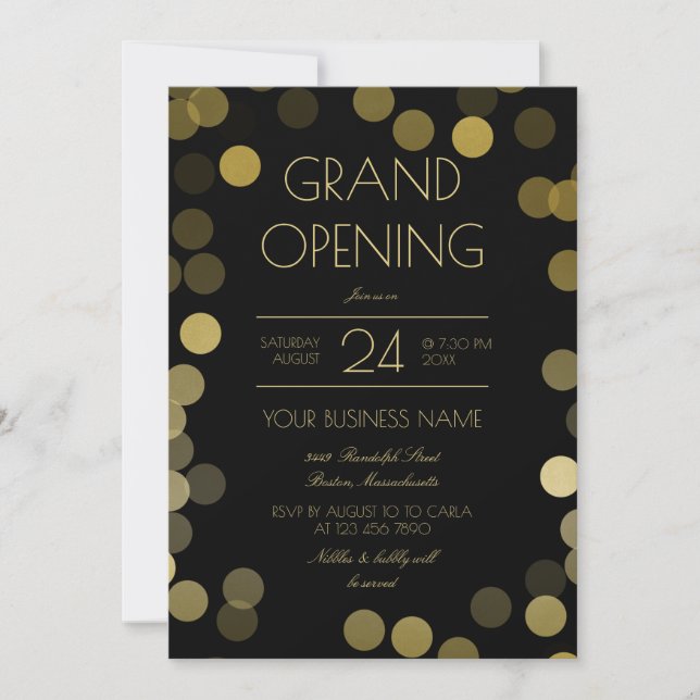 Imitate Gold Confetti Business Grand Opening Einladung (Vorderseite)