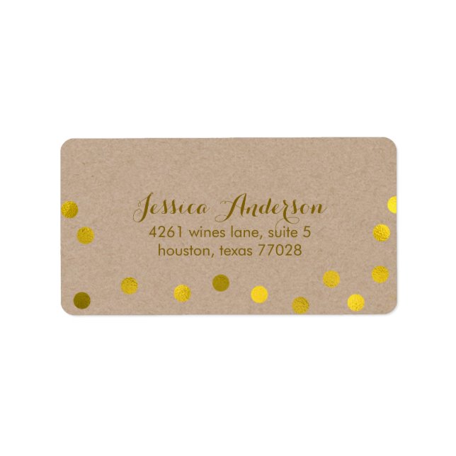 Imitate Gold Confetti Dots Adressaufkleber (Vorne)