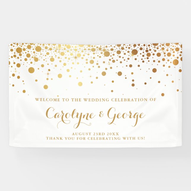 Imitate Gold Confetti Dots Hochzeitswillkommen Ban Banner (Horizontal)