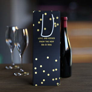 Imitate Gold Confetti Dots Matte Black Wine Gesche Geschenktüte Für Weinflaschen