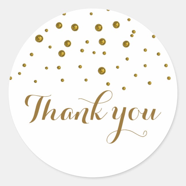 Imitate Gold Confetti Dots Vielen Dank Runder Aufkleber (Vorderseite)