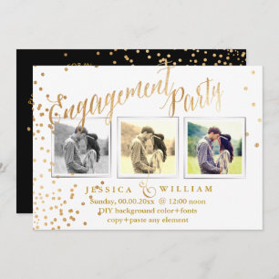 Imitate Gold Confetti Engagement Einladung