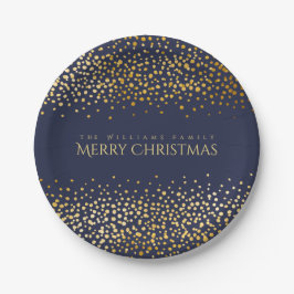 Imitate Gold Confetti Frohe Weihnachts Monogramm B Pappteller