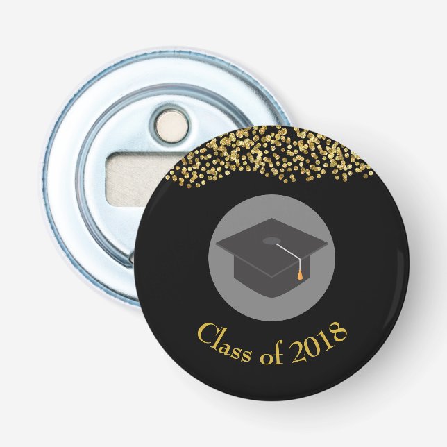 Imitate Gold Confetti & Graduation Cap Class 20xx Flaschenöffner (Vorderseite)