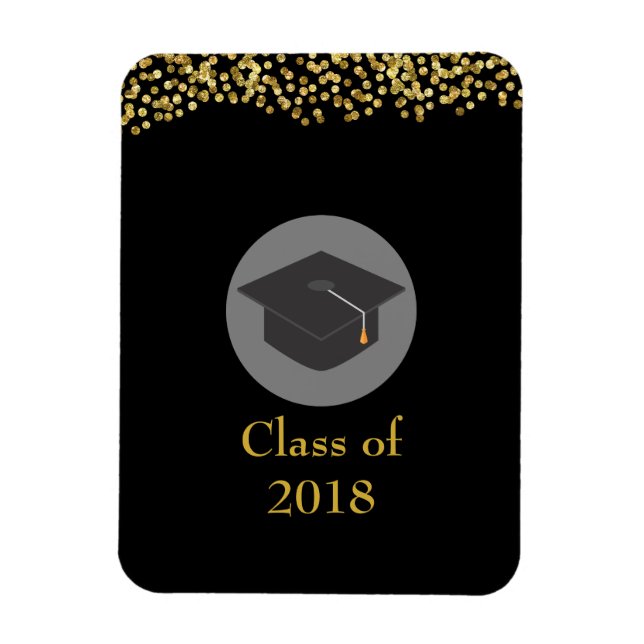 Imitate Gold Confetti & Graduation Cap Class 20xx Magnet (Vertikal)