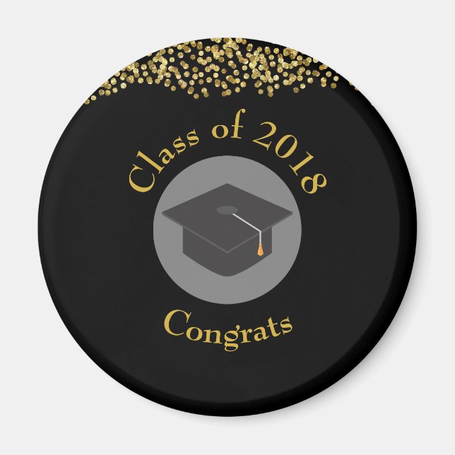 Imitate Gold Confetti & Graduation Cap Class 20xx Magnet (Vorne)