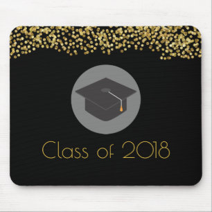 Imitate Gold Confetti & Graduation Cap Class 20xx Mousepad