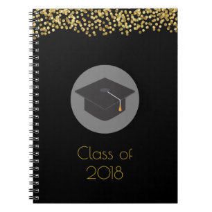 Imitate Gold Confetti & Graduation Cap Class 20xx Notizblock