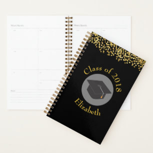 Imitate Gold Confetti & Graduation Cap Class 20xx Planer