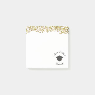 Imitate Gold Confetti & Graduation Cap Class 20xx Post-it Klebezettel