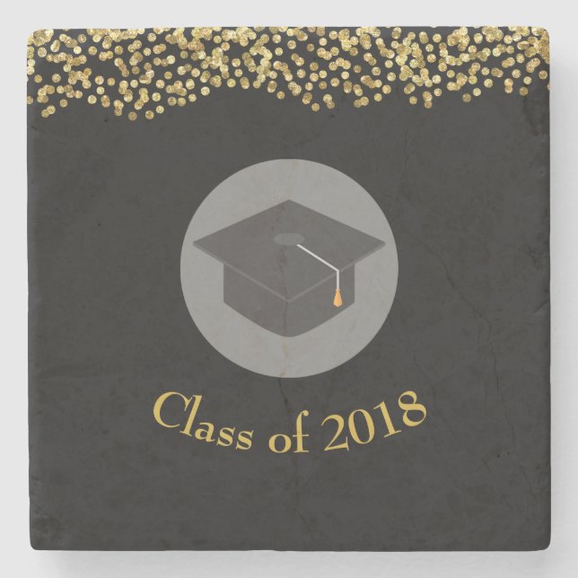 Imitate Gold Confetti & Graduation Cap Class 20xx Steinuntersetzer (Vorderseite)
