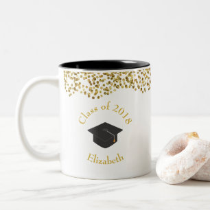 Imitate Gold Confetti & Graduation Cap Class 20xx Zweifarbige Tasse