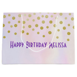 Imitate Gold Confetti Lila Wasserfarbe Große Geschenktüte