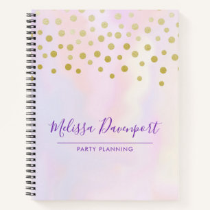 Imitate Gold Confetti Lila Wasserfarbe Notizbuch