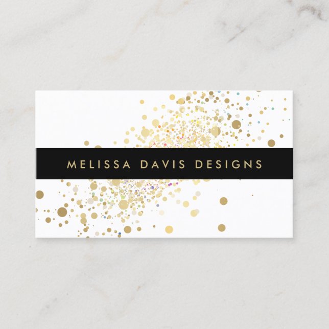 Imitate Gold Confetti Moderne Business Card Visitenkarte (Vorderseite)