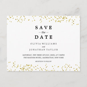 Imitate Gold Confetti   Save the Date Postkarte