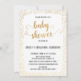 Imitate Gold Confetti Typografie Baby Shower Einladung