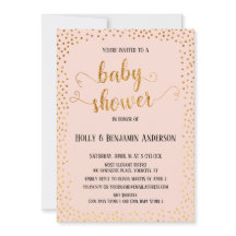 Imitate Gold Confetti Typografie Blush Baby Dusche