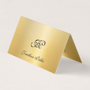 Imitate Gold Elegante handgeschriebene Script Mono Visitenkarten