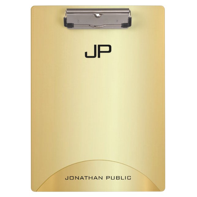 Imitate Gold Elegante Mit Monogramm Moderne Vorlag Klemmbrett (Vorderseite)