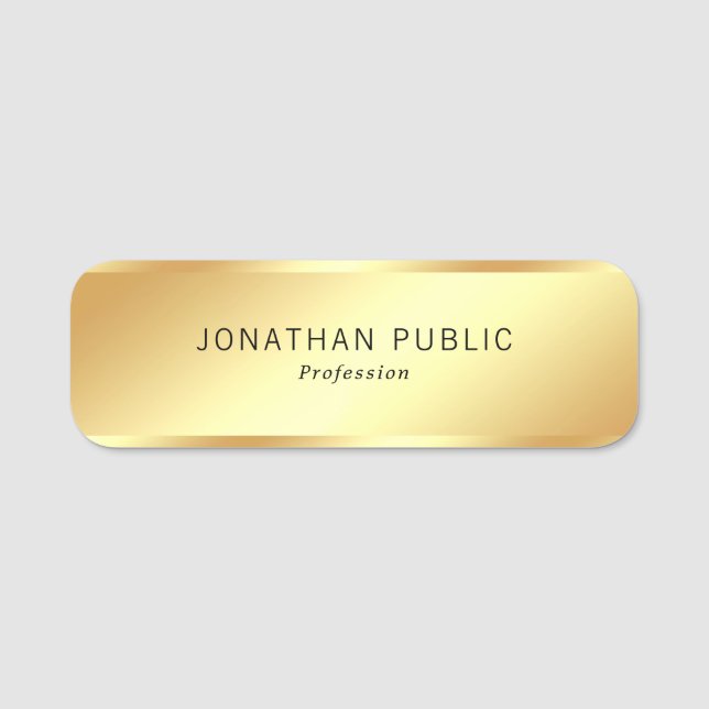 Imitate Gold Elegante Moderne einfache Template Re Namensschild (Vorderseite)