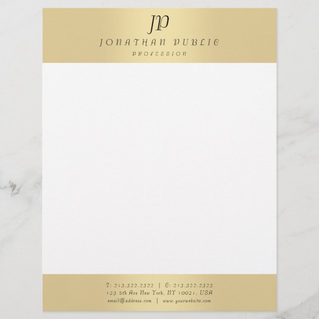 Imitate Gold Elegante Monogram Moderner Template G Briefbogen (Vorderseite)