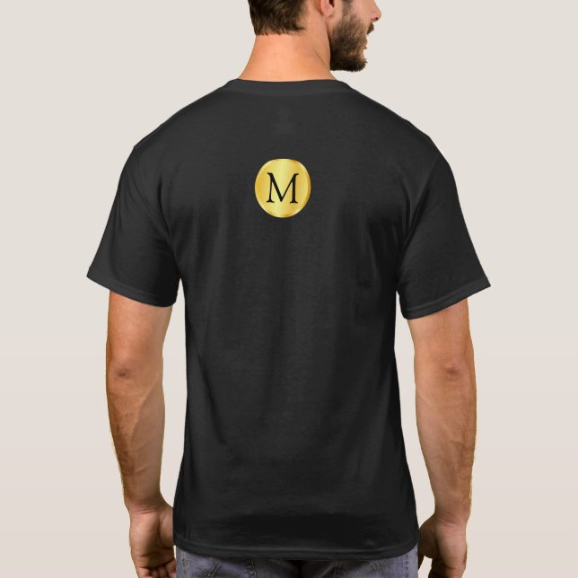 Imitate Gold Elegante Schwarze Monogram Vorlage Be T-Shirt (Rückseite)