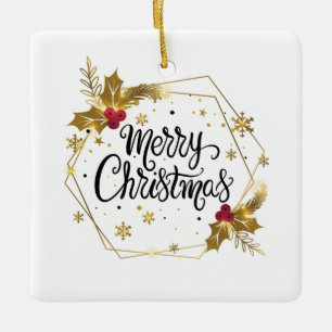 Imitate Gold Floral Frohe Weihnachten  Ornament