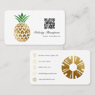 Imitate Gold Foil Ananas QR Code Visitenkarte